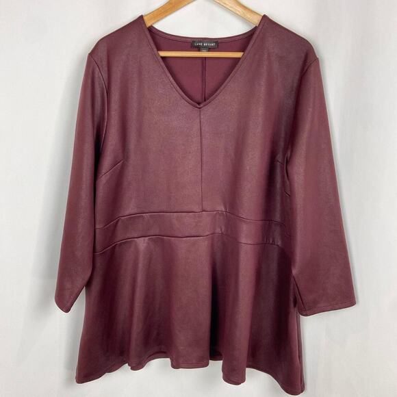 Lane Bryant Blouse Plus Size 22-24 Coated Stretch V-Neck Top Glam‎ Minimalist - Picture 11 of 11